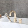 ChicFurnit Bathroom Sink Faucet Deck Mount Waterfall Tub Spout Set with Hand Shower for Luxury Bathtubs, Gold, 16"*13"*4" - 2 of 4