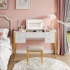 47“ Makeup Vanity Desk with Flip Top Mirror, 3 Lighting Mode, 3 in 1 Vanity Table with 5 Drawers, Make Up Vanity Set with Chair for Bedroom - 3 of 4