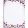 Pipilo Press 48 Pack Purple Watercolor Floral Stationery Paper and Envelopes Set, 8.5" x 11" - 3 of 4
