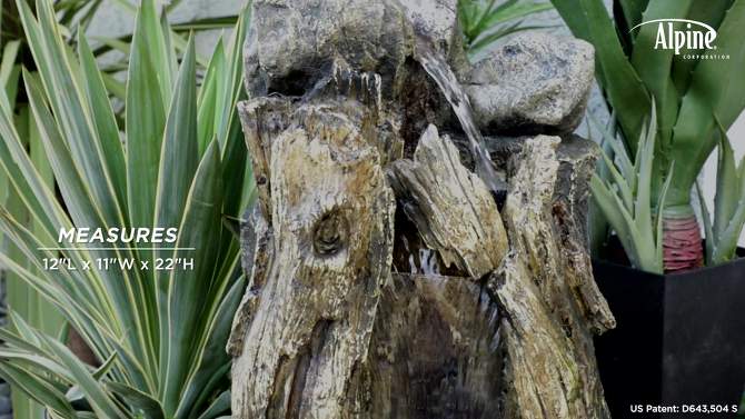 22&#34; Resin Rainforest Waterfall Tree Trunk Fountain with LED Lights Beige/Brown - Alpine Corporation, 2 of 8, play video