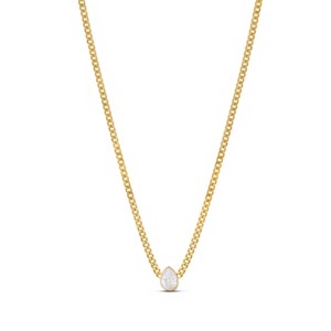 SHYMI Fancy Pear Shape Curb Chain Necklace — .925 Sterling Silver, 14k Gold-Plated, Cubic Zirconia, Adjustable Chain - 1 of 1