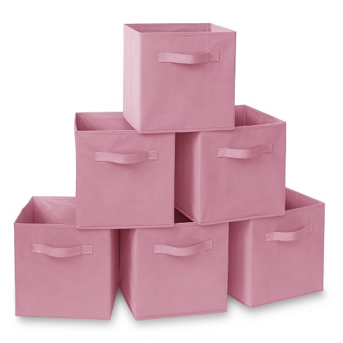 Sorbus foldable and stackable bins for bedroom and more - Pink