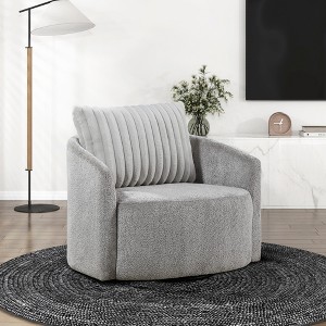 Chenille Upholstered Swivel Chair with Plush Back Pillow, Attached Seat Cushion, Foam Padding and 360-Degree Swivel - 1 of 4