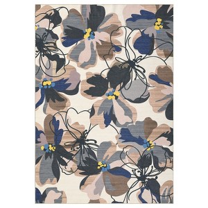 Modern Bright Floral Low Pile Non-Slip Washable Indoor Area Rugs for Living Room Dining Bedroom - 1 of 4