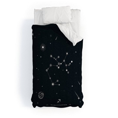 King Cuss Yeah Designs Sagittarius Star Constellation Comforter Set Black - Deny Designs