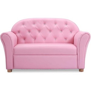 Costzon Kids Couch, 2-in-1 Princess Double Seat Sofa with PU Leather, Toddler Armrest Chair for Bedroom, Mini Loveseat Gift for Baby Girls - 1 of 4
