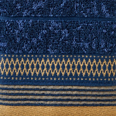 Juxtapose Blue and Beige Cotton Hand Towel Set