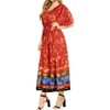 LA LEELA Women's House Daily Routine Evening Wear Loungewear Casual Long Kaftan Cover Up Slit Dress Maxi Dresses Caftans for Women 2X-3X Orange, Tree - 2 of 4