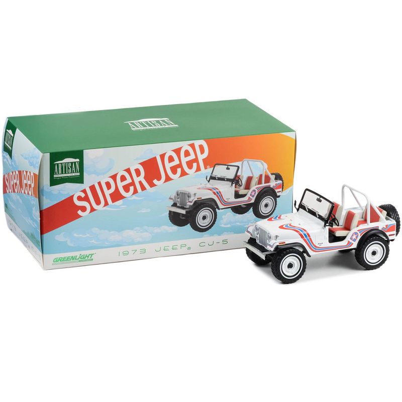 1973 Jeep CJ-5 "Super Jeep" White with Red and Blue Graphics "Artisan Collection" Series 1/18 Diecast Model Car by Greenlight, 3 of 4