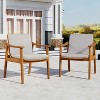 Christopher Knight Home Ansel Mid-Century Modern Acacia Wood Outdoor Dining Chairs with Cushions (Set of 2) - 2 of 4