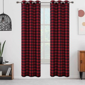 Plaid Printed Curtain - Decorative Window Drapes for Living Room, Bedroom & Kitchen. Lightweight, Easy to Hang & Adds Timeless Style to Any Space - 1 of 4