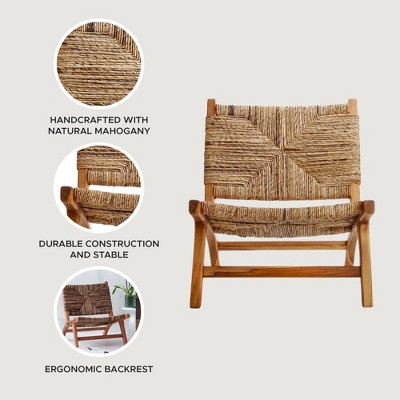 Copenhagen Solid Indonesian Mahogany and Banana Tree Bark Accent Chair