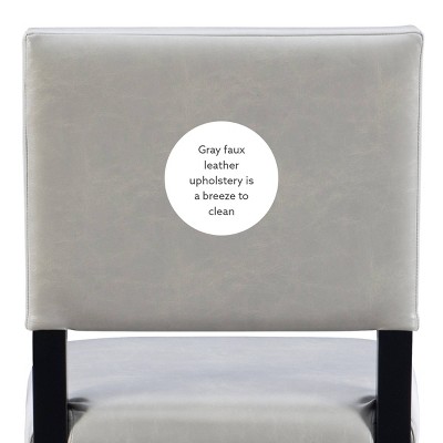 Dove Gray Faux Leather 24" Contemporary Counter Stool with Nailhead Trim