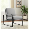 HomeRoots 35" Light Gray and Black Velvet And Metal Lounge Chair - 2 of 4