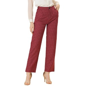 INSPIRE CHIC Women's Plaid Elastic Waist Casual Work Office Long Pants - 1 of 4