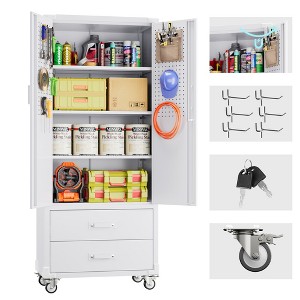 SUXXAN Metal Garage Storage Cabinet with 2 Drawers, Rolling Storage Cabinet with 2 Lockable Doors for Garage Home Office,Required Assembly - 1 of 4