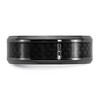 Black Bow Jewelry 8mm Black Zirconium & Black Carbon Fiber Beveled Standard Fit Band - 3 of 4