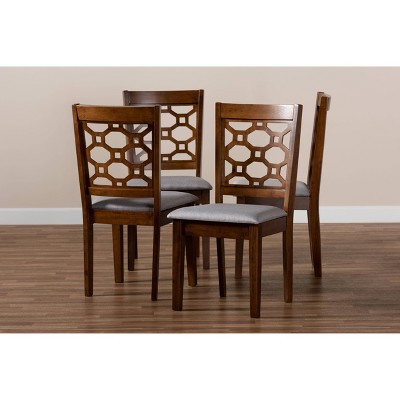 Peter Walnut Brown and Gray Wood Cane Side Chair Set