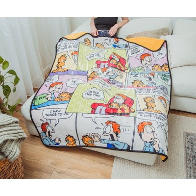 Garfield and Jon Comic Strip Panels Fleece Sherpa Throw Blanket