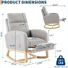 Rocking Chair Nursery with Foot Rest, Modern PU Upholstered Reading Glider Rocker Accent Armchair with High Backrest - 2 of 4