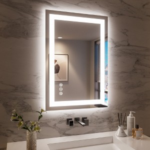 FONTOI Round Wall Mirror with Polished Edge Design Anti Fog Surface and Tempered Glass Construction for Bathroom Bedroom, White, 24"*36"*2.68" - 1 of 4