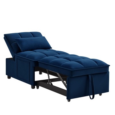 NicBex Modern Pull Out Sofa Bed Velvet Convertible Single Sofa with Adjustable Back and Pillows for Living Room