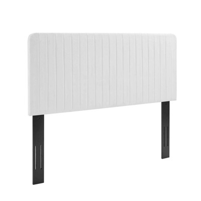 Full/Queen Milenna Channel Tufted Upholstered Headboard White - Modway: Glam Deco Style, Soft Polyester