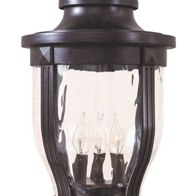 Merrimack Corona Bronze 24" Outdoor Post Lantern with Clear Hammered Glass