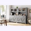 Farmhouse Pantry Cabinet, Kitchen Pantry Storage Cabinet with Microwave Stand, Rustic Buffet Sideboard with Sliding Door,for Dining Room - 3 of 4