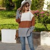 Anna-Kaci Women's Color Block Knit Sweater with Cold Shoulder Detail - 3 of 4