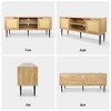 Wooden TV Stand for TVs up to 65 Inches,with 2 Rattan Decorated Doors and 2 Open Shelves,Living Room TV Console Table - 4 of 4