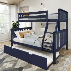 Plank+Beam Twin over Full Bunk Bed with Storage Trundle for Adults/Kids - 1 of 4