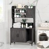 Cat Litter Box Enclosure with Shelves and Doors, Wood Sturdy Hidden Litter Box Furniture, Indoor Cat House Furniture with 4 Storage Layers - 2 of 4