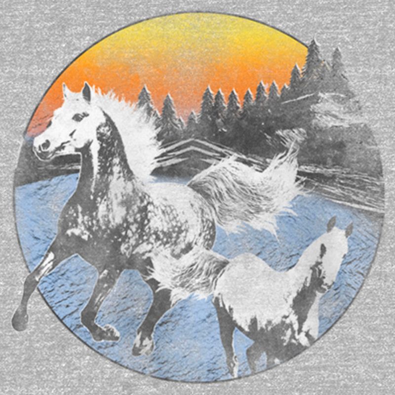 Girl's Lost Gods Distressed Circle Horse Landscape T-Shirt, 2 of 6