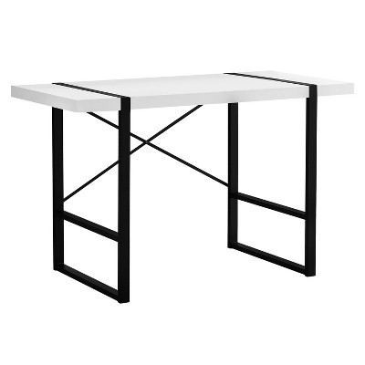 Monarch Specialties Computer Desk Home Office Laptop 48InchL Work Metal Laminate White Black Contemporary Modern