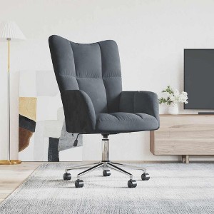 VidaXL Relaxing Chair Dark Gray Velvet - 1 of 4