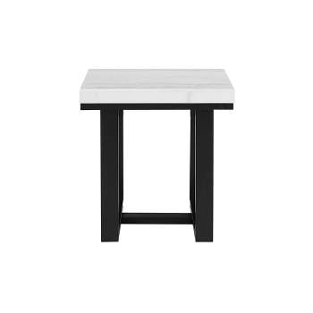 Lucca Marble Top End Table White/Black - Steve Silver Co.