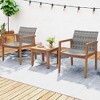 Tangkula 3 Pieces Patio Furniture Set PE Rattan Patio Bistro Set with Chairs & Coffee Table Outdoor Acacia Wood Conversation Set for Garden - 2 of 4