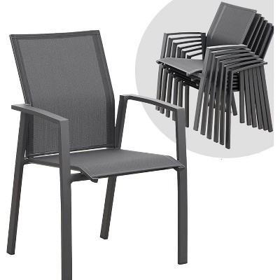 Heynemo Patio Dining Chairs, Sturdy Aluminum Frame, Quick-Drying Textilene Fabric, Stackable Outdoor Furniture for Lawn, Balcony