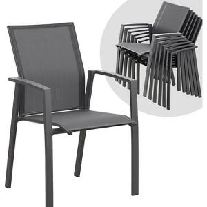 Heynemo Patio Dining Chairs, Sturdy Aluminum Frame, Quick-Drying Textilene Fabric, Stackable Outdoor Furniture for Lawn, Balcony - 1 of 4