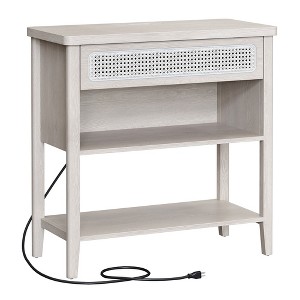 VASAGLE Console Table with Power Outlets Entryway Table with Storage Shelf Sofa Table with Drawer for Living Room Oatmeal Beige - 1 of 4