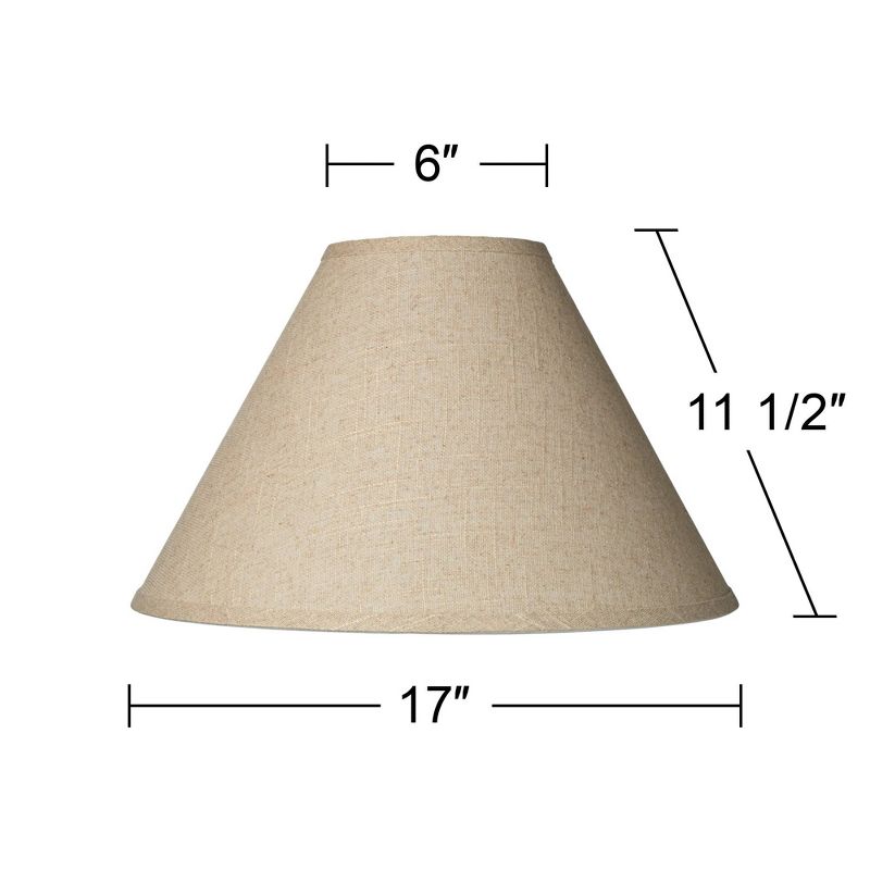 Springcrest Set of 2 Empire Lamp Shades Fine Burlap Large 6" Top x 17" Bottom x 11.5" High Spider with Harp and Finial Fitting, 5 of 9