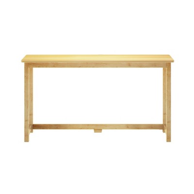 Natural Wood Writing Desk with Solid Wood Legs, 55.25 Inch