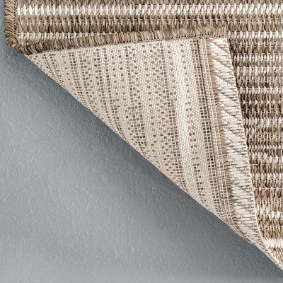Reversible Striped Synthetic 64" Rectangular Easy-Care Area Rug