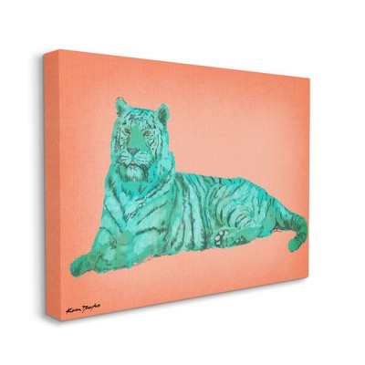Stupell Industries Cyan Pink Tiger Design