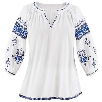 Collections Etc Embroidered V-neck Top