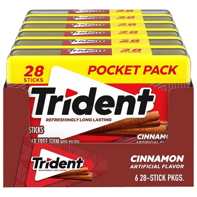 Trident Cinnamon Sugar Free Chewing Gum - Pocket Pack of 28 Pieces (6 Packs)