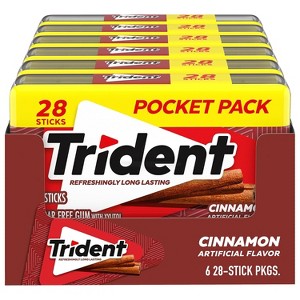 Trident Cinnamon Sugar Free Chewing Gum - Pocket Pack of 28 Pieces (6 Packs) - 1 of 4