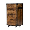 DOMETOUR Movable Barber Cabinet Flamed Wood Grain with Drawers - 4 of 4