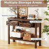 Resenkos 38-Inch Rustic Console Table - 2 Drawers & Bottom Open Shelf, Ample Storage for Hallways, Entryways & Living Rooms, Espresso Brown - 3 of 4
